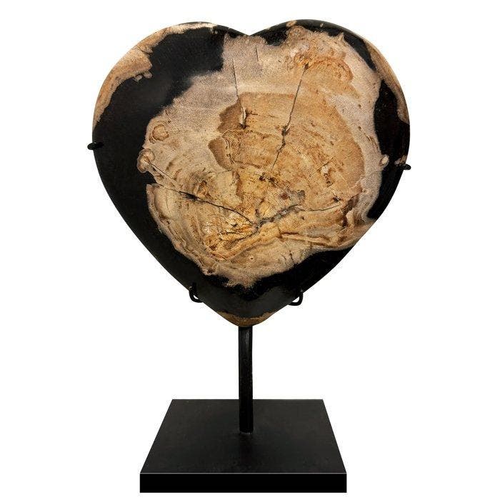 Mooi hart op voetje - VERSTEEND HOUT - Indonesië - 20e eeuw, Antiek en Kunst, Kunst | Niet-Westerse kunst