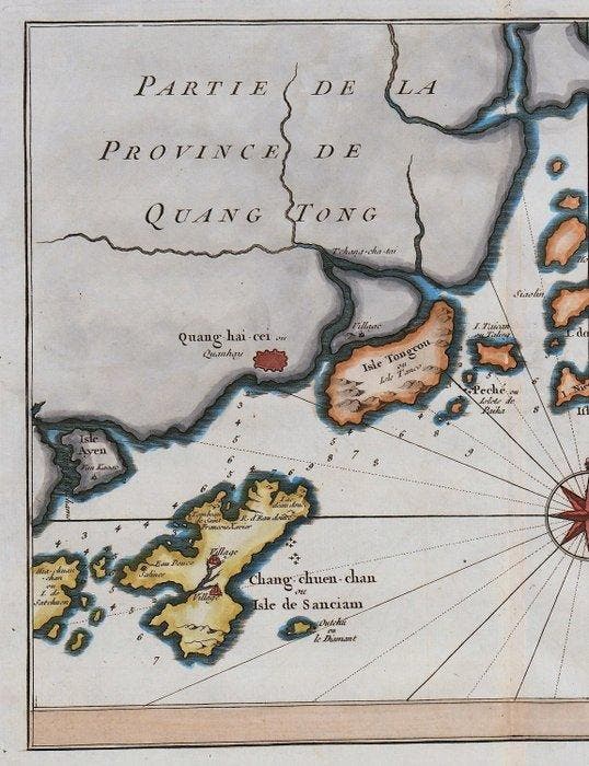 China - Canton; N. Bellin - Carte des Isles qui sont a, Boeken, Atlassen en Landkaarten
