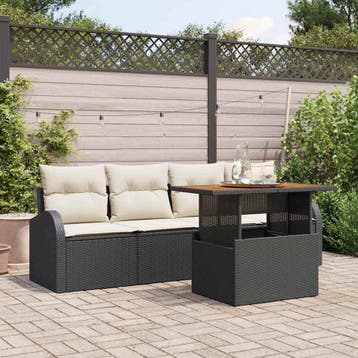 vidaXL Tuinbank Set 5 st Zwart en crème, Verzenden, Nieuw