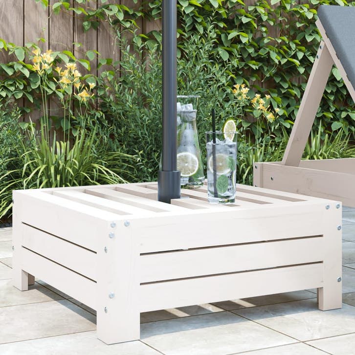 vidaXL Parasolvoetbedekking massief grenenhout wit, Tuin en Terras, Parasols, Nieuw, Verzenden