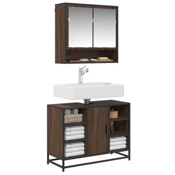 vidaXL Wastafelkast 80x33x60 cm bewerkt hout bruin, Verzenden, Nieuw