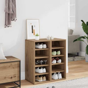 vidaXL Schoenenkasten 2 st 32x35x70 cm bewerkt hout, Verzenden, Nieuw
