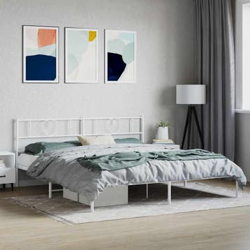 vidaXL Bedframe met hoofdbord metaal wit 180x200 cm, Verzenden, Nieuw