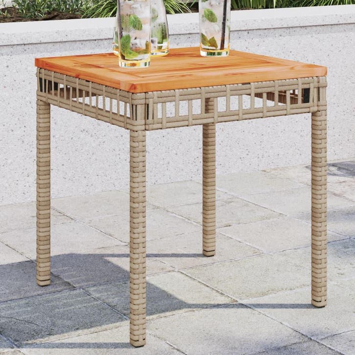 vidaXL Tuintafel 38x38x42 cm poly rattan en acaciahout, Tuin en Terras, Tuintafels, Nieuw, Verzenden