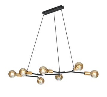Trio CROSS hanglamp | E27 Fitting | mat zwart | 91 x 45 cm |, Verzenden