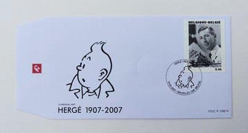 Tintin - 1 Filatelistische set van 8 enveloppen - Hergé /, Boeken, Nieuw
