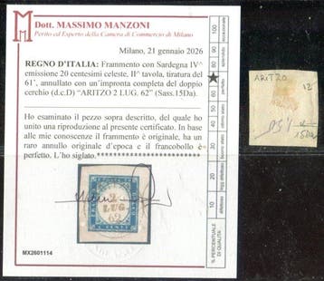 Italiaanse oude staten - Sardinië 1855 - 20 centesimi Het