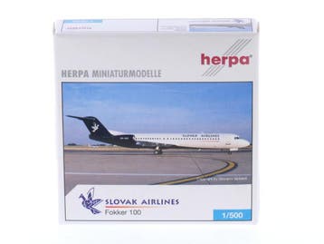 Schaal 1:500 Herpa 509367 Fokker 100 Slovak Airlines Reg...., Ophalen of Verzenden, Zo goed als nieuw