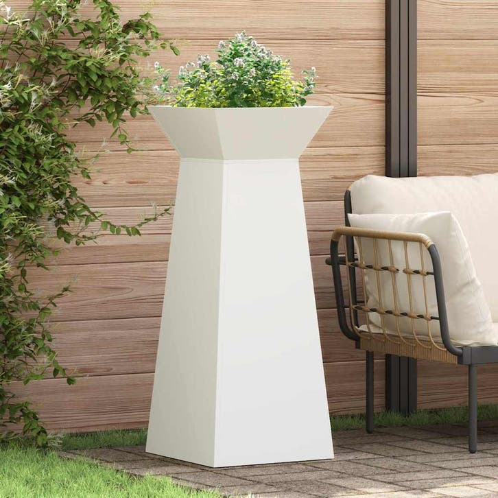 vidaXL Pilarenbak Wit 40 x 40 x 100 cm, Tuin en Terras, Bloempotten, Nieuw, Verzenden