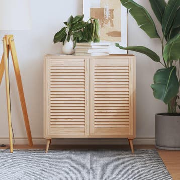 vidaXL Kastdeuren met lamellen 2 st 69x39,4 cm massief, Verzenden
