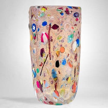 Filippo Maso - Vaas - Amethisten vaas met blad zilver,