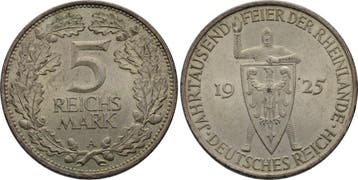 5 Reichsmark 1925 A Gedenkmunten Weimarer Republik Weimar..., Verzenden