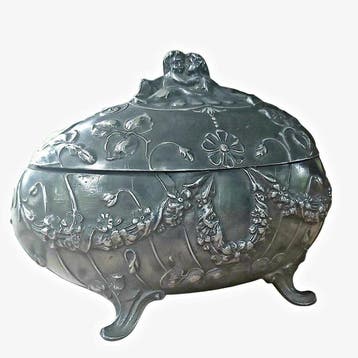 Sieradendoos - Tin - Reliefdecor met bloemmotieven