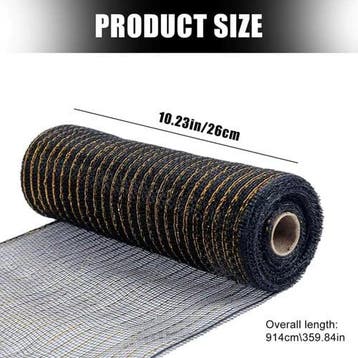 Decomesh metallic zwart gouddraad 26 cm rol 9 meter voor, Nieuw
