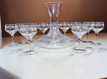Centre de table (12) - Verre - Service a liqueur ancien, Antiquités & Art
