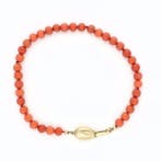 Armband - 14 karaat Geel goud - Bloedkoraal., Nieuw