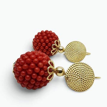 Bloedkoraal - Zilver - Oorbellen - handgemaakt, Nieuw