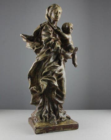 Beeldje - Madonna with child - Baroque style - Gips, Antiek en Kunst