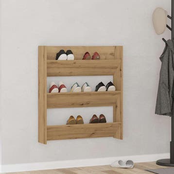 vidaXL Wandschoenenkast 80x18x90 cm bewerkt hout artisanaal, Verzenden, Nieuw
