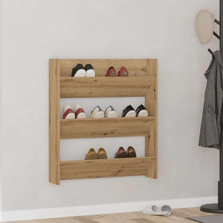 vidaXL Wandschoenenkast 80x18x90 cm bewerkt hout artisanaal, Huis en Inrichting, Kasten | Schoenenkasten, Nieuw, Verzenden
