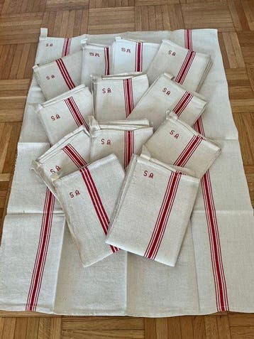 Handdoek (12) - 77 cm - 54 cm - 12 linnen theedoeken