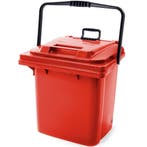 Afvalbak | Kunststof | Rood | 45L | Klapdeksel | Wielen |, Verzenden