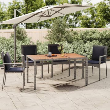 vidaXL Tuintafel met houten blad poly ratten en acaciahout, Verzenden