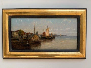P. Ciani (XIX) - Marine an der Ostsee, „Küstenstädtchen“