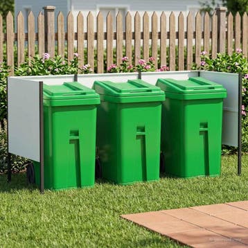vidaXL Vuilnisbak Scherm 249 x 85 x 113 cm Staal Wit, Tuin en Terras, Verzenden, Nieuw