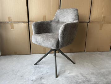 Veiling - Eetkamerstoel Monzi (set van 8) - Stof - Taupe, Nieuw