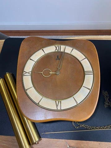 Wandklok - Hout, IJzer, Messing - 1950-1960 -