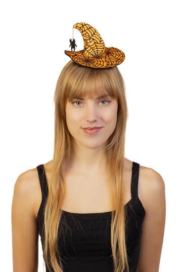 KIMU® Haarband Heksenhoed Oranje Heks Diadeem Hoed Halloween, Ophalen of Verzenden, Nieuw