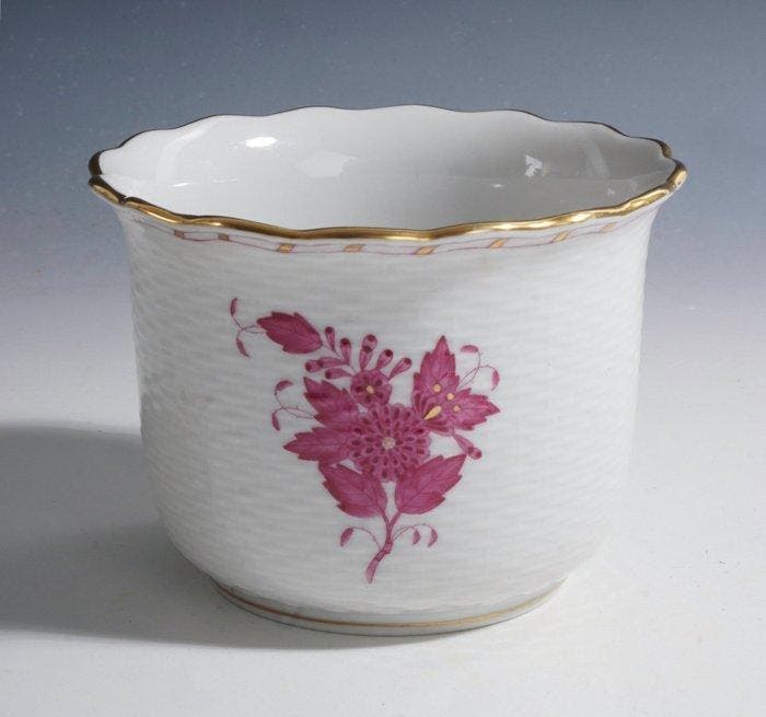 Herend - Vaas - Hongarije, Handbeschilderde Cachepot, decor, Antiquités & Art, Antiquités | Verre & Cristal