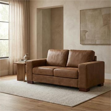 Leren bank Enjoy - 2 zits - Kenia Brown (bruin) - Poten, 150 tot 200 cm, Nieuw, Ophalen of Verzenden, Modern