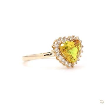 Ring - 14 karaat Geel goud - 3.11ct. tw. Saffier - Diamant