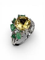 Zonder minimumprijs - Ring 925 Zilver Citrien, Handtassen en Accessoires, Ringen, Nieuw