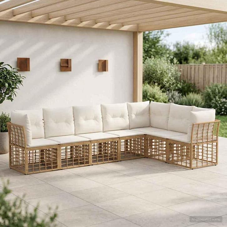 vidaXL Buiten bank set Naturel Polyester, Jardin & Terrasse, Ensembles de jardin, Envoi