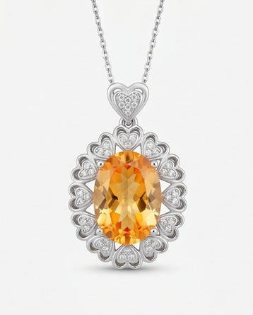 Sans prix de réserve - Collier Argent Citrine - 7,15 ct -