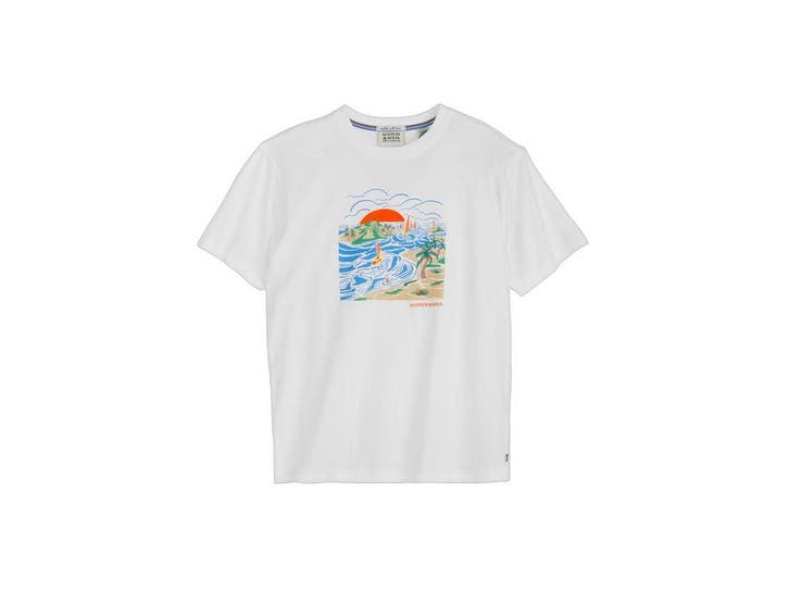 2dekans | Scotch and Soda Graphic T-shirt - White - maat M, Kleding | Heren, T-shirts, Ophalen of Verzenden