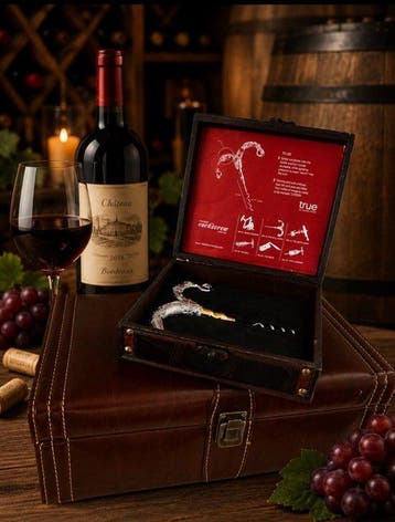 Valise à vin en cuir SkyLederen avec tire-bouchon n° 2 -