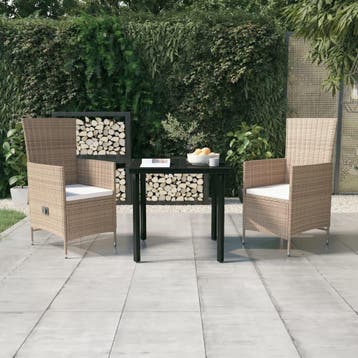 vidaXL 3-delige Tuinset met kussens beige, Verzenden, Tuinset