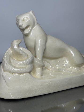 Boch Frères - Charles Catteau - sculptuur, Panthère et, Antiek en Kunst