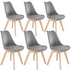 tectake Eetkamerstoelen Frederikke - grijs, Set van 6, Huis en Inrichting, Stoelen, Verzenden, Nieuw