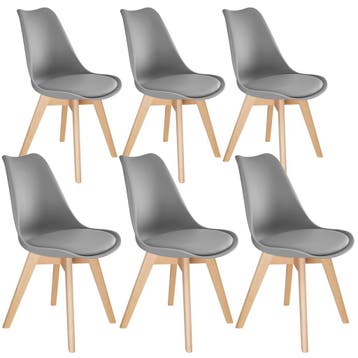 tectake Eetkamerstoelen Frederikke - grijs, Set van 6, Huis en Inrichting, Verzenden, Nieuw