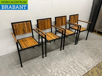 Bolero DS151 stoelen met acaciahouten armleuning antraciet, Ophalen of Verzenden, Nieuw in verpakking