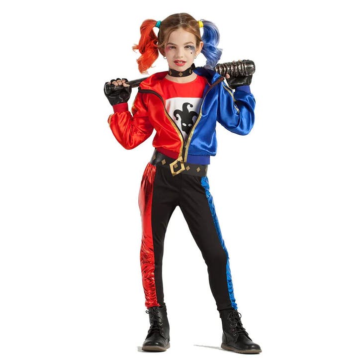 Harley Quinn Kostuum Meisje 5 delig, Hobby en Vrije tijd, Feestartikelen, Nieuw, Verzenden
