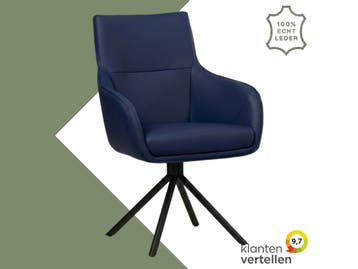 Leren draaibare eetkamerstoel Fancy - Toledo Kobalt (blauw), Ophalen of Verzenden