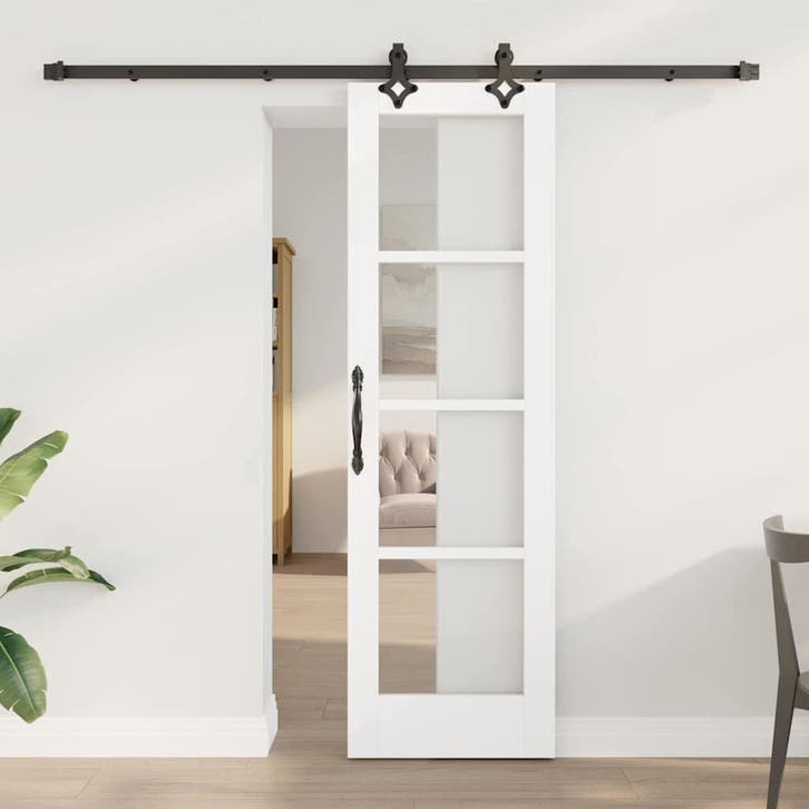 vidaXL Schuifdeur Wit 61 x 198,5 cm Massief grenenhout en, Doe-het-zelf en Bouw, Deuren en Vliegenramen, Nieuw, Verzenden