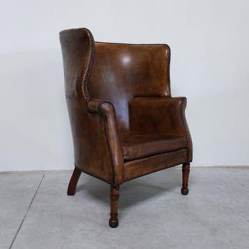 Artigiano Inglese - Poltrona Wingback - Fauteuil - Leder -