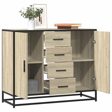 vidaXL Dressoir 92x35x76 cm bewerkt hout sonoma eikenkleurig, Huis en Inrichting, Verzenden, Nieuw